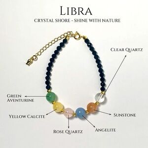 Libra Crystal Bracelet - Handcrafted Natural Crystal 12 Constellation Bracelet